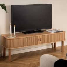 Lampe Wooden TV Stand With Sliding Doors In Oak - UK