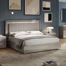 Lana High Gloss Ottoman Storage King Size Bed in Grey and Oak - UK