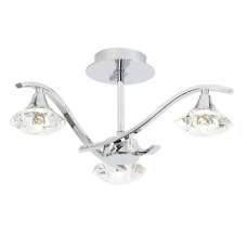 Langella 3 Lights Crystal Semi Flush Ceiling Light In Chrome - UK