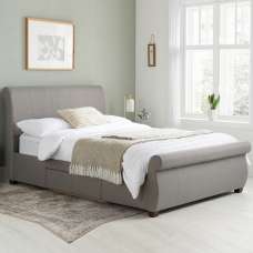 Lannister Fabric King Size Bed With 2 Drawers In Grey - UK