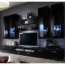 Lansing High Gloss Entertainment Unit In Black With LED - UK