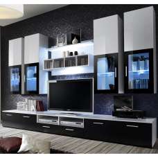 Lansing High Gloss Entertainment Unit In Black And White With LED - UK