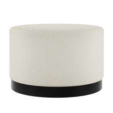 Lara Fabric Pouffe Large With Black Base In Ivory - UK