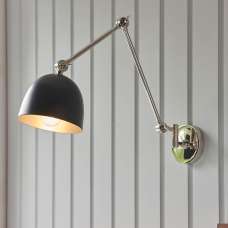 Laramie Matt Black Shade Wall Light In Polished Nickel - UK