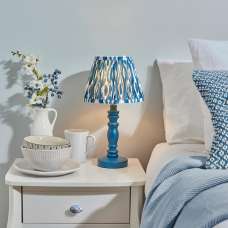 Laredo 20cm Shade Wooden Table Lamp In Marlin Blue - UK
