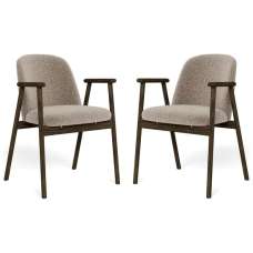 Largo Fabric Dining Chairs With Smoked Legs In Pair in Beige - UK