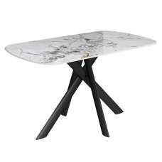 Laroz Ceramic Top Dining Table in Gloss White Marble Effect - UK
