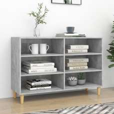 Larya Wooden Bookcase With 6 Shelves In Concrete Effect - UK