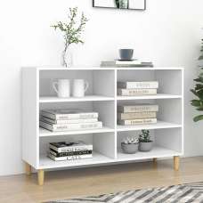 Larya Wooden Bookcase With 6 Shelves In White - UK
