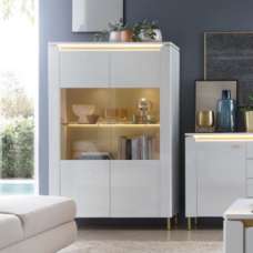 Laughlin LED High Gloss Display Cabinet With 2 Doors In White - UK