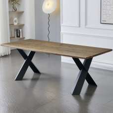 Laughlin Wooden Dining Table With Black Legs - Oak - UK