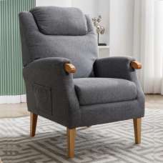 Laurel Fabric 1 Seater Sofa With Oak Legs In Grey - UK
