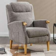 Laurel Fabric 1 Seater Sofa With Oak Legs In Latte - UK