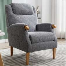 Laurel Fabric 1 Seater Sofa With Oak Legs In Steel Blue - UK