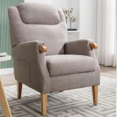 Laurel Fabric 1 Seater Sofa With Oak Legs In Taupe - UK