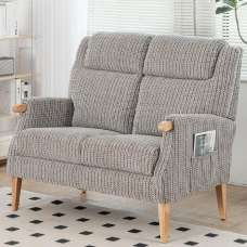 Laurel Fabric 2 Seater Sofa With Oak Legs In Latte - UK