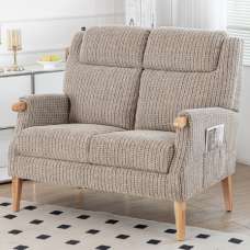 Laurel Fabric 2 Seater Sofa With Oak Legs In Natural - UK