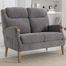 Laurel Fabric 2 Seater Sofa With Oak Legs In Steel Blue - UK