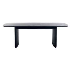Laurel Fluted Extending Wooden Dining Table In Matt Black - UK