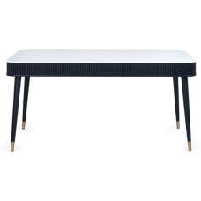 Laurel Stone Dining Table With Drawers In White Marble Effect - UK