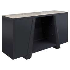 Laval Grey High Gloss Ceramic Glass Top Sideboard With Powder Coated Legs - UK