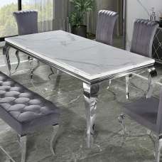 Laval Medium White Marble Dining Table With Chrome Legs - UK