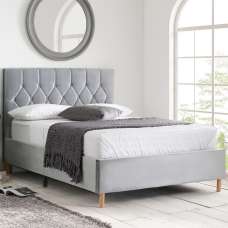 Laxly Fabric Double Bed In Grey - UK