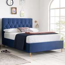 Laxly Fabric Ottoman Storage King Size Bed In Blue - UK
