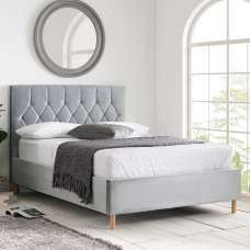 Laxly Fabric Ottoman Storage King Size Bed In Grey - UK