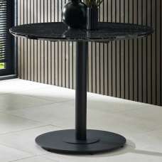 Layton 80cm Black Marble Effect Round Dining Table With Metal Base - UK
