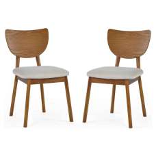 Layton Cherry Ash Wooden Dining Chairs with Fabric Seat in Pair - UK
