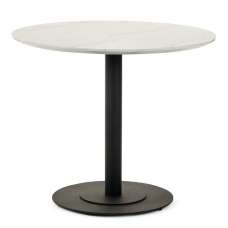 Layton Wooden Dining Table Round In White Marble Effect - UK