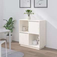 Lazaro Solid Pinewood Sideboard With 2 Doors In White - UK