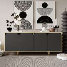 Lazio Wooden Sideboard with 4 Doors in Sapphire Oak and Anthracite - UK