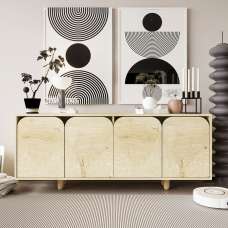 Lazio Wooden Sideboard with 4 Doors in Sapphire Oak - UK