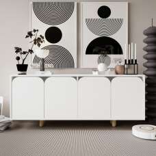 Lazio Wooden Sideboard with 4 Doors in White - UK