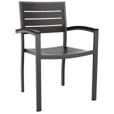Lazzaretto Aluminium Outdoor Armchair With Grey Frame In Black - UK