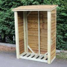 Lebanon Tall Wooden Garden Log Store In Natural - UK