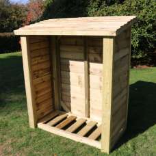 Lebanon Wide Wooden Garden Log Store In Natural - UK