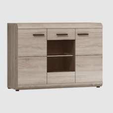 Lecco Wooden Sideboard With 3 Doors In Sonoma Oak - UK