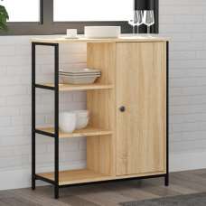 Lecco Wooden Sideboard With 1 Door 3 Shelves In Sonoma Oak - UK