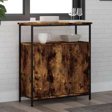 Lecco Wooden Sideboard With 2 Doors 1 Shelf In Smoked Oak - UK