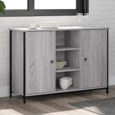 Lecco Wooden Sideboard With 2 Doors 2 Shelves In Grey Sonoma Oak - UK