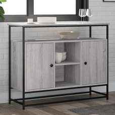 Lecco Wooden Sideboard Large With 2 Doors In Grey Sonoma Oak - UK