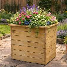 Ledyard Outdoor Wooden Square Planter in Natural - UK