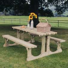 Ledyard Small Wooden Picnic Dining Set In Natural - UK