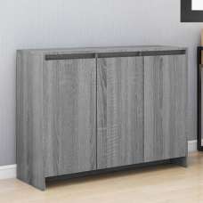 Leehi Wooden Sideboard With 3 Doors In Grey Sonoma Oak - UK
