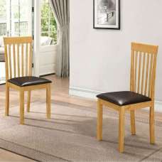 Leica Oak Wooden Dining Chairs in Pair - UK