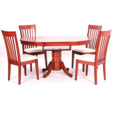 Larkin Wooden Dining Set In Mahogany With 4 Chairs - UK