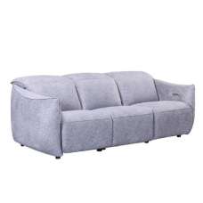 Leiria Fabric Recliner 3 Seater Sofa In Grey - UK